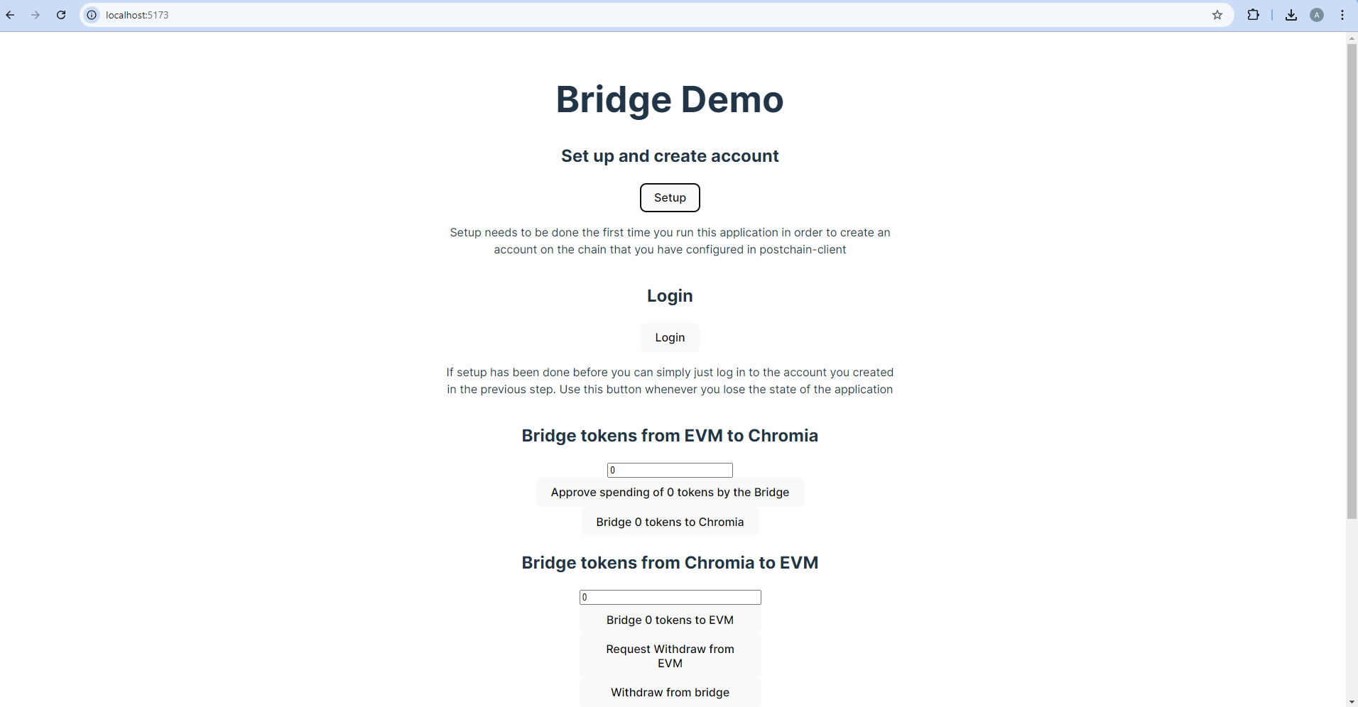 bridge demo frontend